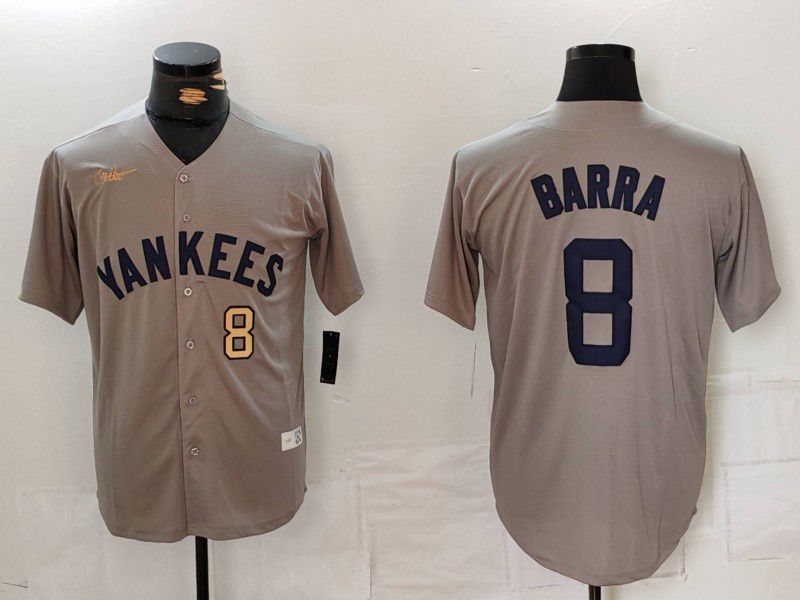 Men New York Yankees #8 Barra Grey Throwback Game 2024 Nike MLB Jersey style 8141